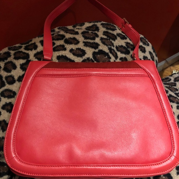 COPY - Red leather and suede Tory Burch clip twist bag. - Picture 6 of 6